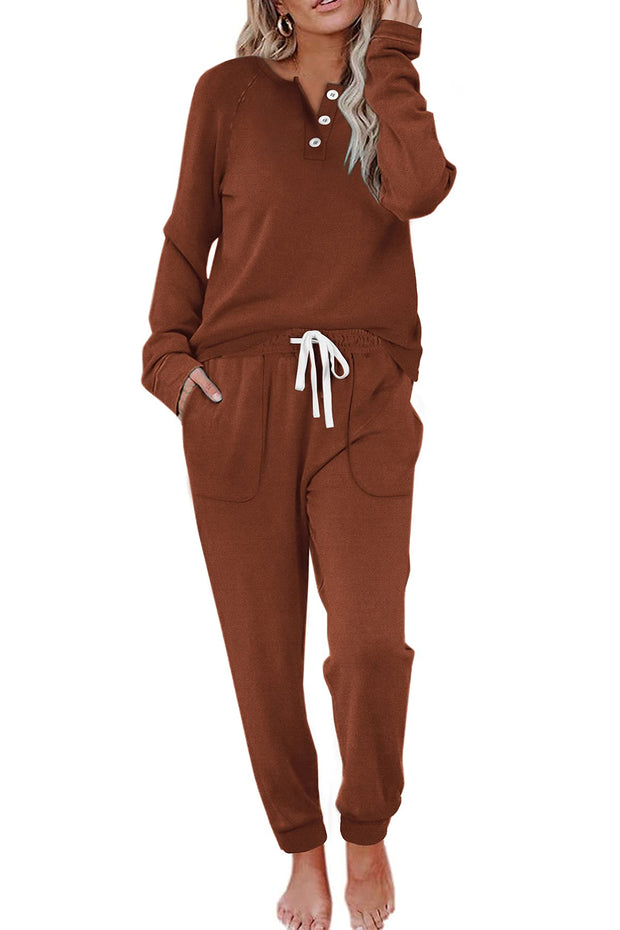 WIHOLL Two Piece Outfits for Women Lounge Sets Button Down Sweatshirt Sweatpants Sweatsuits Set with Pockets