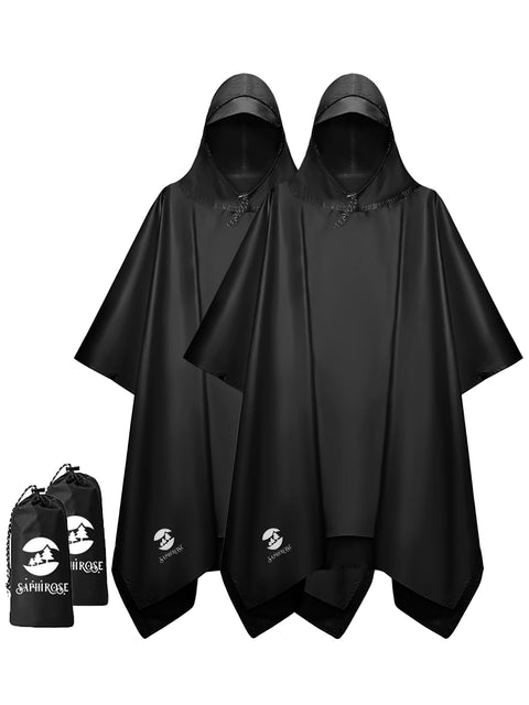 SaphiRose Hooded Rain Poncho Waterproof Raincoat Jacket for Men Women Adults