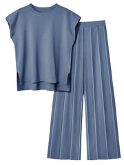 LILLUSORY 2 Piece Sets for Women Summer Vacation 2025 Lounge Outfits Matching Two Pcs Spring Knit Tracksuits Sweat Suits