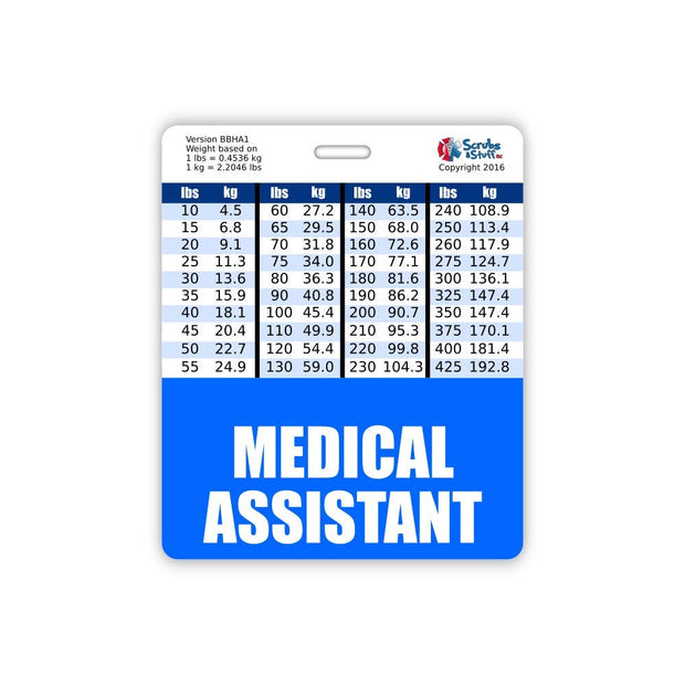 Medical Assistant Badge Buddy Horizontal w/Height & Weight Conversion Charts (Standard, Pink)