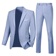 Mens Slim Fit 2 Piece Suit Two Button Notched Lapel Solid Suit Jacket Pants Set Tuxedo for Prom