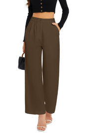 FUNYYZO Wide Leg Pants Women's High Elastic Waisted in The Back Business Work Trousers Long Straight Suit Pants