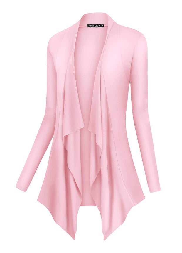 Urban CoCo Women's Drape Front Open Cardigan Long Sleeve Irregular Hem