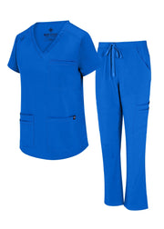 Natural Uniforms Womens 11 Pocket Cool Stretch Cargo Scrub Set with Regular and Petite Sizes