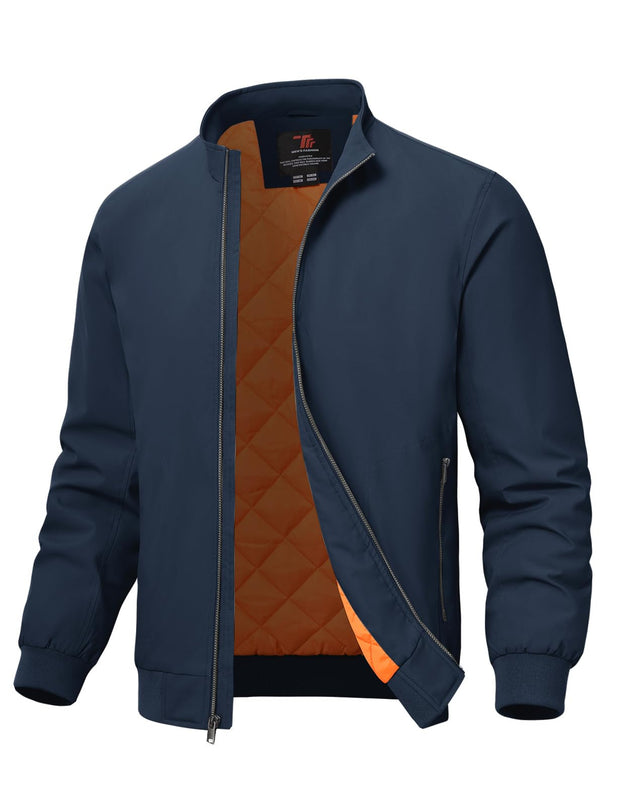 TBMPOY Men's Winter Lightweight Bomber Jackets Water Resistant Fall Casual Windbreakers Quilted Full Zip Windproof Work Coats