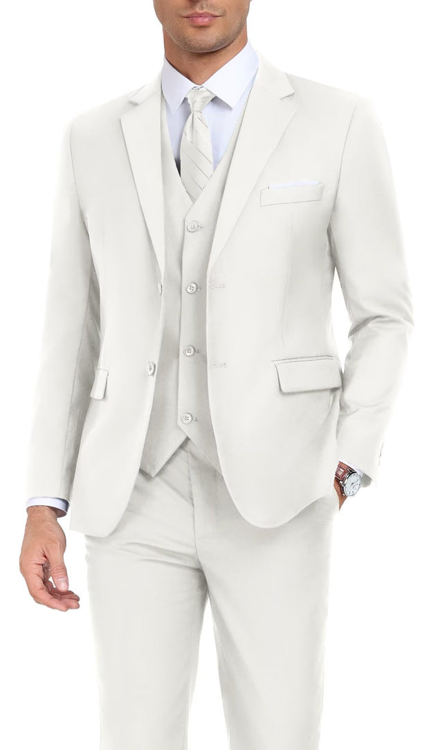 Men's Suit Slim Fit 3 Piece Wedding Dress Tux Suit Set Two Buttons Business Suits Blazer Jacket Vest Pants with Tie