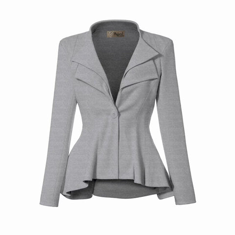Hybrid & Company Women's Casual Work Office Dressy Double Lapel Single Button Peplum Comfortable Blazer