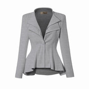 Hybrid & Company Women's Casual Work Office Dressy Double Lapel Single Button Peplum Comfortable Blazer