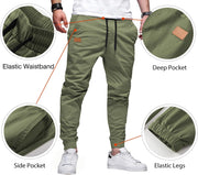 JMIERR Mens Casual Joggers Pants - Cotton Drawstring Chino Cargo Pants Hiking Outdoor Twill Track Jogging Sweatpants Pants