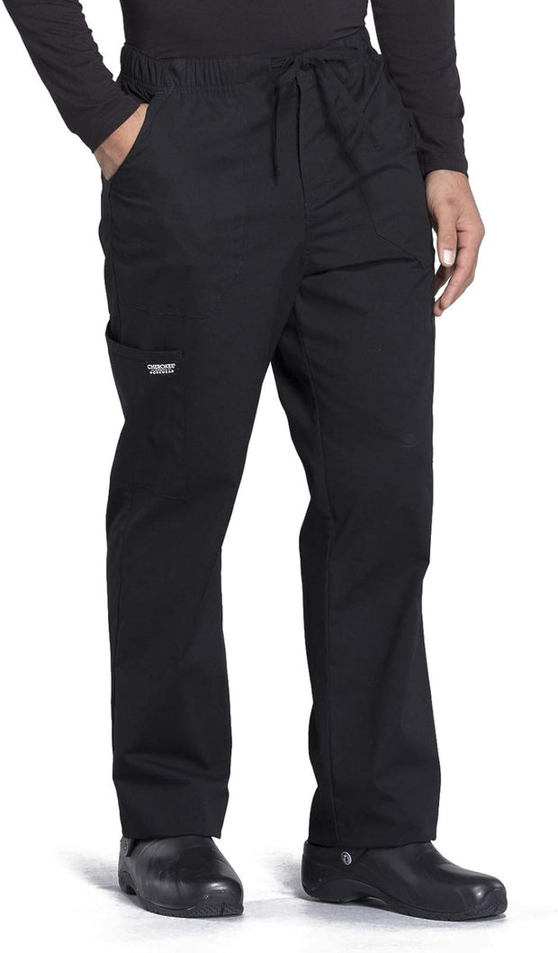 Cherokee Men's Scrub Pant Tapered Leg Fly Front Cargo Pant with 5 Pockets WW190