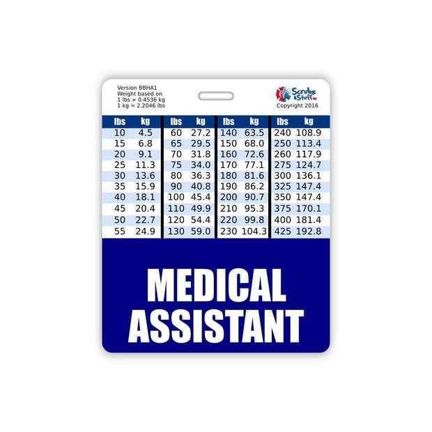Medical Assistant Badge Buddy Horizontal w/Height & Weight Conversion Charts (Standard, Pink)
