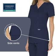 Cherokee Scrubs for Women Mock Wrap Top with 3 Pocket, Back Princess Seams WW610