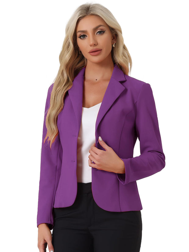 Allegra K Women's Work Office Blazer Stretch Lapel Collar Long Sleeve Jacket Suit Blazer