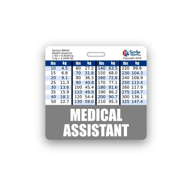 Medical Assistant Badge Buddy Horizontal w/Height & Weight Conversion Charts (Standard, Pink)