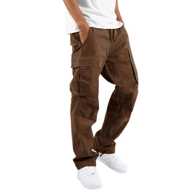 THWEI Mens Cargo Pants Casual Joggers Athletic Pants Cotton Loose Straight Sweatpants