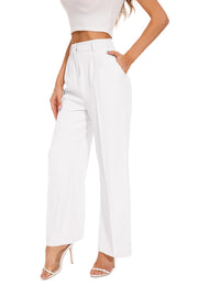 FUNYYZO Wide Leg Pants Women's High Elastic Waisted in The Back Business Work Trousers Long Straight Suit Pants
