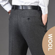 Men's Classic Fit Wool Plaid Dress Pants Double Pleated Loose Trousers High Waisted(LSBT 42)