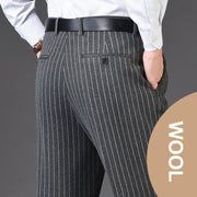 Men's Classic Fit Wool Plaid Dress Pants Double Pleated Loose Trousers High Waisted(LSBT 42)