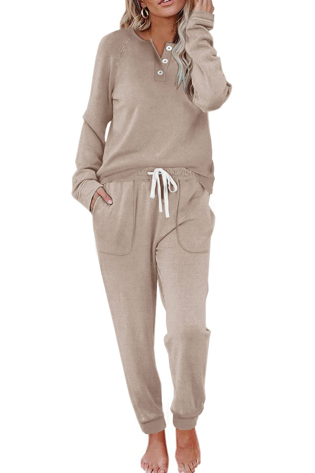 WIHOLL Two Piece Outfits for Women Lounge Sets Button Down Sweatshirt Sweatpants Sweatsuits Set with Pockets
