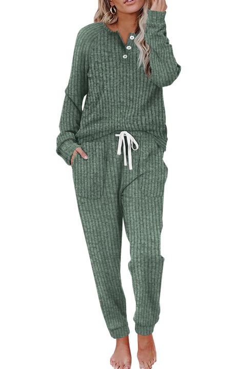 WIHOLL Two Piece Outfits for Women Lounge Sets Button Down Sweatshirt Sweatpants Sweatsuits Set with Pockets