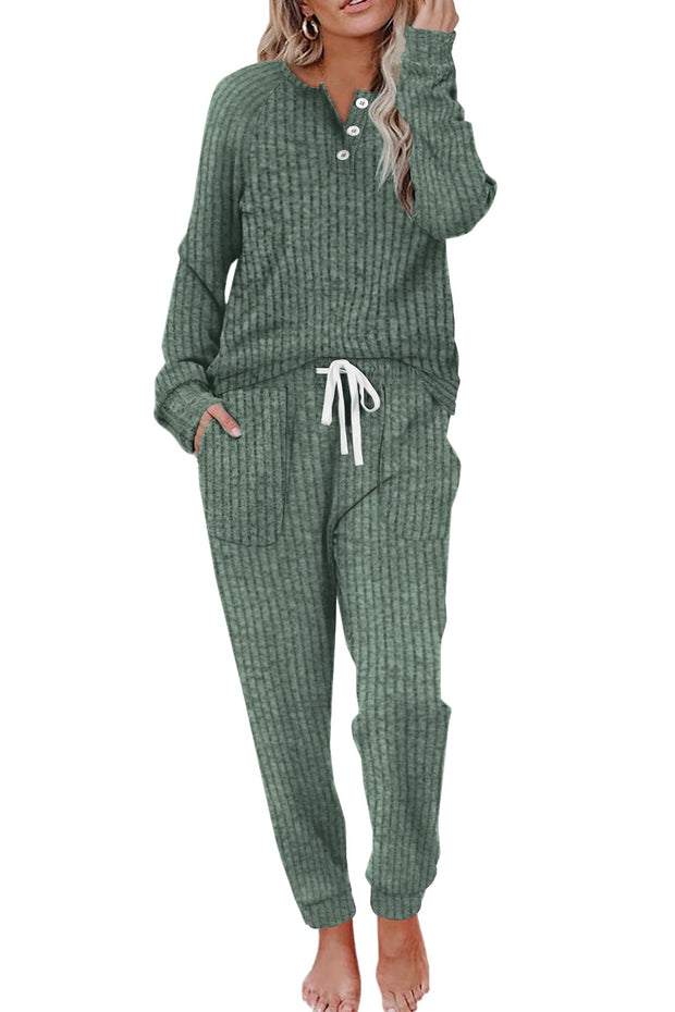 WIHOLL Two Piece Outfits for Women Lounge Sets Button Down Sweatshirt Sweatpants Sweatsuits Set with Pockets