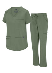 Natural Uniforms Womens 11 Pocket Cool Stretch Cargo Scrub Set with Regular and Petite Sizes