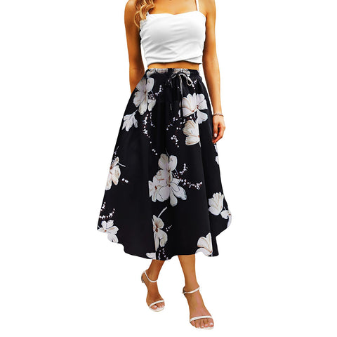 Maxi Skirts for Women with Pockets Long Midi Length Casual Skirt for Beach Party Holiday