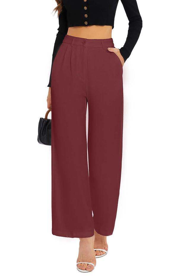 FUNYYZO Wide Leg Pants Women's High Elastic Waisted in The Back Business Work Trousers Long Straight Suit Pants