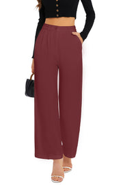 FUNYYZO Wide Leg Pants Women's High Elastic Waisted in The Back Business Work Trousers Long Straight Suit Pants