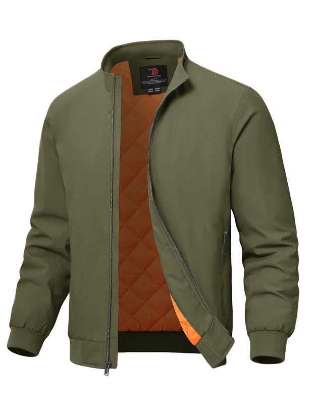 TBMPOY Men's Winter Lightweight Bomber Jackets Water Resistant Fall Casual Windbreakers Quilted Full Zip Windproof Work Coats