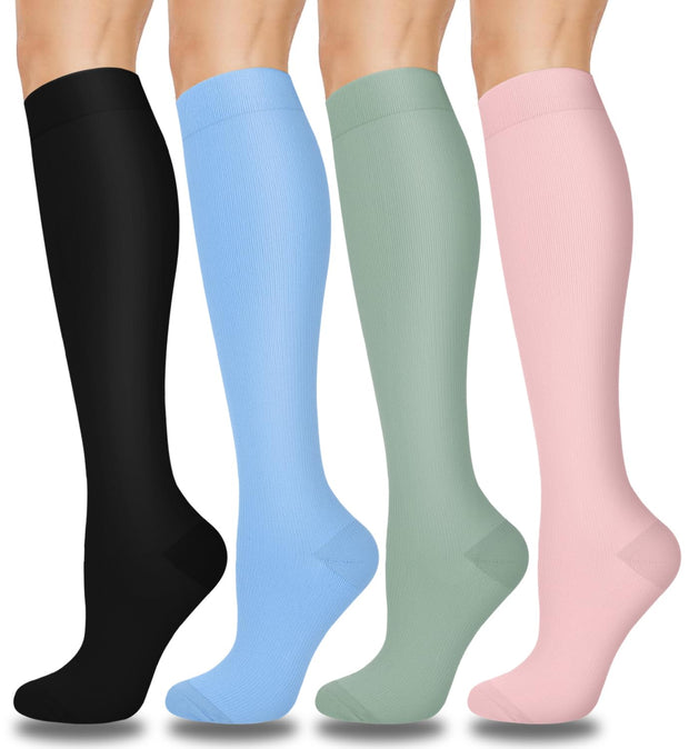 Aoliks Compression Socks for Women & Men 4 Pairs, Best Support for Nurses Running Travel