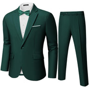 MAGE MALE Men's 2 Piece Suit One Button Slim Fit Formal Wedding Prom Tuxedo Suits Blazer Pants with Bow Tie Set
