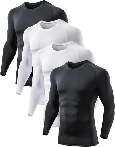 5 or 4 Pack Men's Compression Shirts Long Sleeve UPF SPF Rash Guard Workout Base Layer Undershirt Gear