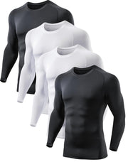 5 or 4 Pack Men's Compression Shirts Long Sleeve UPF SPF Rash Guard Workout Base Layer Undershirt Gear