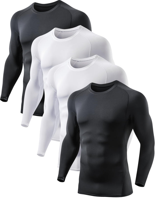 5 or 4 Pack Men's Compression Shirts Long Sleeve UPF SPF Rash Guard Workout Base Layer Undershirt Gear