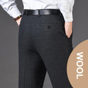 Men's Classic Fit Wool Plaid Dress Pants Double Pleated Loose Trousers High Waisted(LSBT 42)