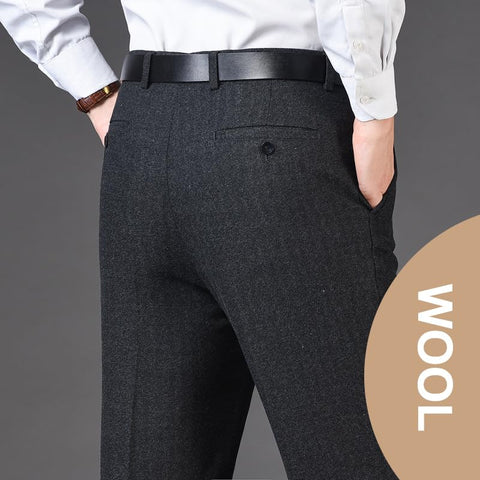 Men's Classic Fit Wool Plaid Dress Pants Double Pleated Loose Trousers High Waisted(LSBT 42)