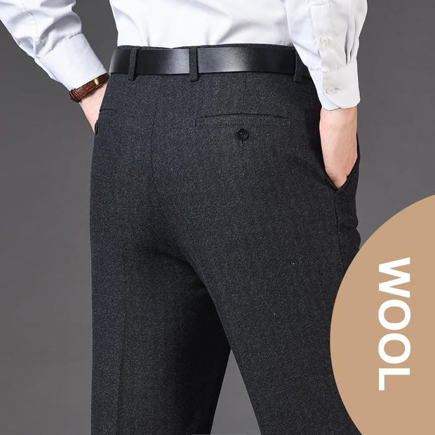 Men's Classic Fit Wool Plaid Dress Pants Double Pleated Loose Trousers High Waisted(LSBT 42)