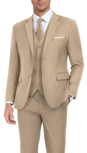 Men's Suit Slim Fit 3 Piece Wedding Dress Tux Suit Set Two Buttons Business Suits Blazer Jacket Vest Pants with Tie