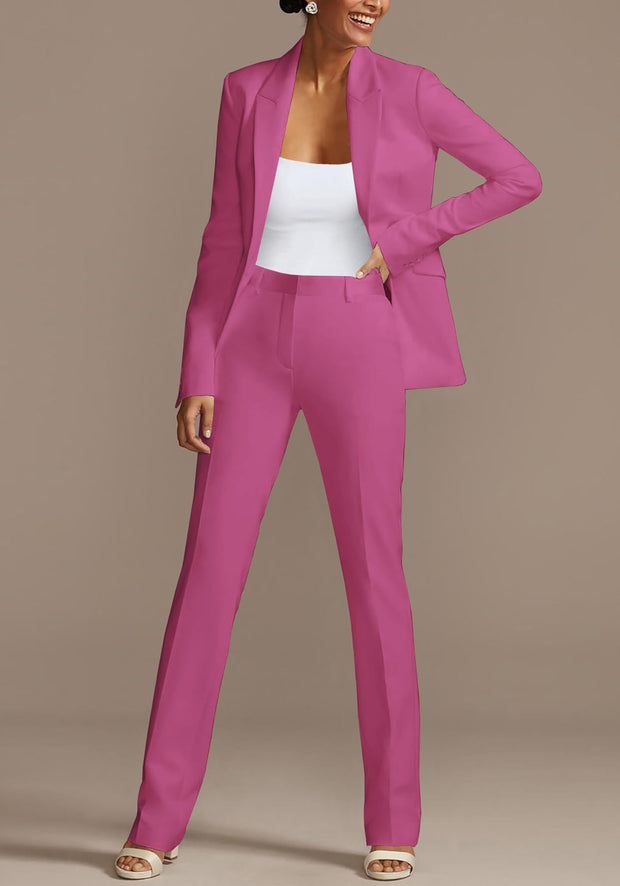 HuiSiFang Womens Fall Fashion 2 Piece Blazer Sets Open Front Blazers and Slim Fit Pants Suits Set
