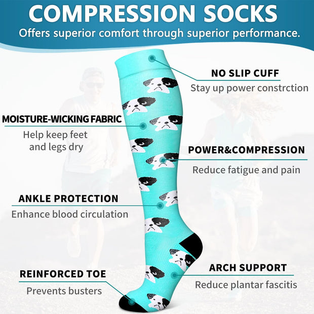 6 Pack Copper Compression Socks for Women and Men Circulation-Best Support for Medical, Running,Nursing,Athletic