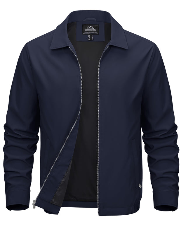 MAGCOMSEN Men's Lightweight Jackets Full Zip Up Light Coat Laydown Collar Jacket Casual Windbreaker Jacket with Zip Pockets