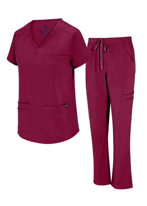 Natural Uniforms Womens 11 Pocket Cool Stretch Cargo Scrub Set with Regular and Petite Sizes
