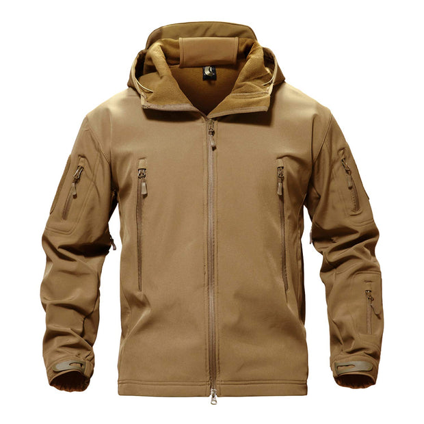 TACVASEN Men's Special Ops Military Tactical Rain Jackets Winter Warm Fleece Softshell Hooded Raincoat Snowboard