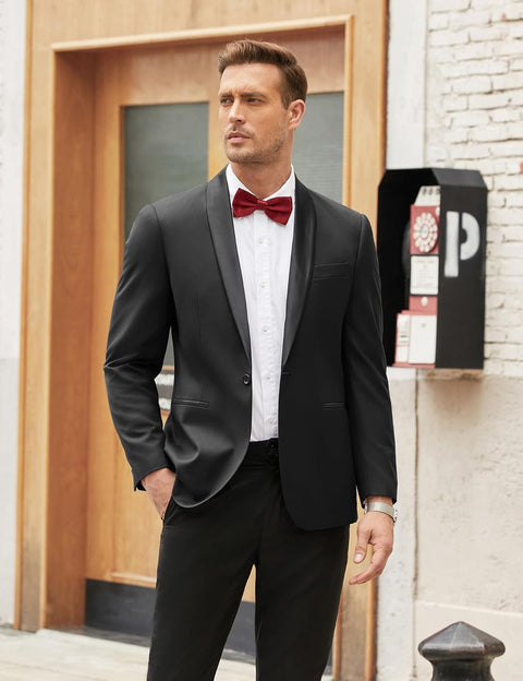 COOFANDY Men's Tuxedo Jacket One Button Dress Suit Blazer Jacket for Wedding Dinner Prom Party