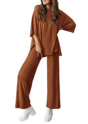 PRETTYGARDEN Women's 2 Piece Outfits Casual Short Sleeve Pullover Tops and Wide Leg Pants Lounge Sets Tracksuits