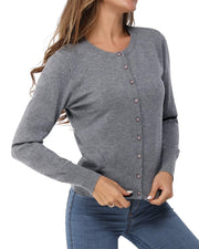 Newshows Women's Lightweight Button Down Cardigan Long Sleeve Casual Crew Neck Soft Knit Cardigans Sweater Tops