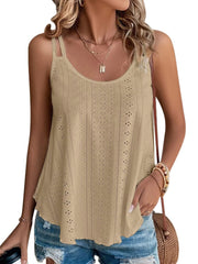 KKJ Womens Cute Tank Tops Eyelet Sleeveless Spaghetti Strap Scoop Neck Loose Casual 2025 Summer Beach Vacation Flowy Shirts
