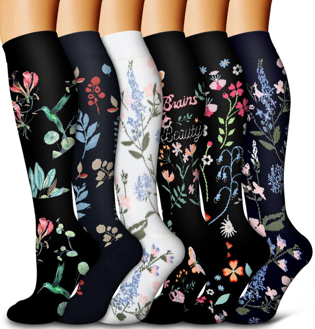 6 Pack Copper Compression Socks for Women and Men Circulation-Best Support for Medical, Running,Nursing,Athletic