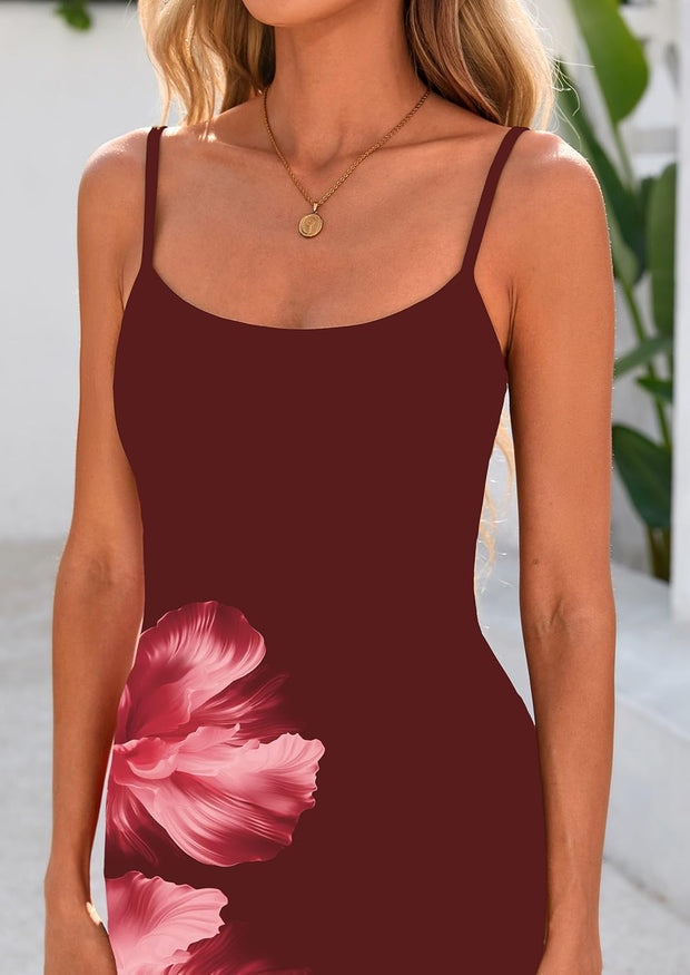 PRETTYGARDEN Womens Floral Maxi Dress Summer 2025 Sexy Spaghetti Strap Slip Bodycon Mesh Beach Vacation Dresses